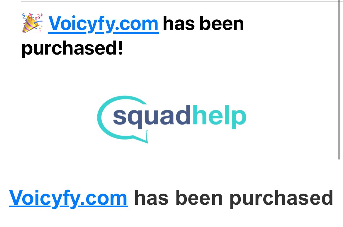 Knock knock.. who’s there?

@squadhelp sale! 🥰🥰

Handreg 10 month ago.

Sold for $2400

Great for AI tool on the voice generation.