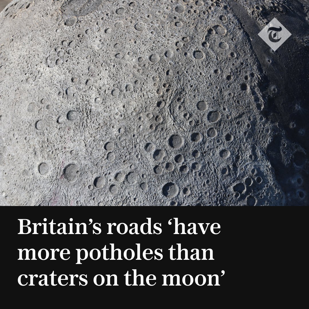 🚧 Britain’s roads could have more than 100 times as many potholes as there are craters on the moon, according to Labour.

🔗 Read more: telegraph.co.uk/news/2024/04/1…