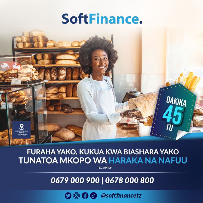 Weekend ndo hii usikae kinyonge. Jipatie mkopo chapchap kutoka @softfinancetz ukusaidie katika mishe zako. Wasiliana nao leo ujipatie mkopo wako ndani ya dk 45 tu! #MpangoPesa #SoftFinance