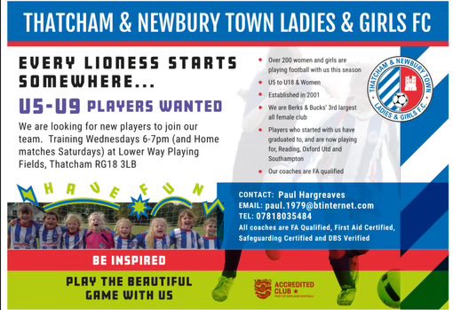 We are looking for more girls to join our current u6(year1) u7(year2) u8(year3) if you are interested in trying please contact us. All girls welcome.