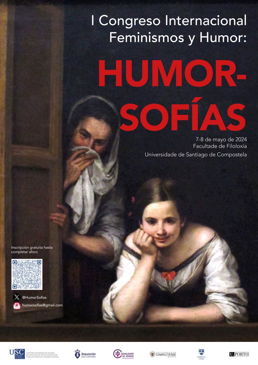 Humor-sofías del mundo inscribíos! Una cita para reflexionar y aplicar el humor el 7-8 mayo en ⁦<a href="/UniversidadeUSC/">USC</a>⁩
La inscripción es libre hasta completar aforo. Llenemos el Salón de Graos de ⁦<a href="/filoloxia/">Filoloxía USC</a>⁩ de Aguafiestas!
Va cartel con QR y link
docs.google.com/forms/d/1Y4Ih3…