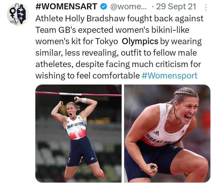 The new Nike women's kit for this year's Olymics is hugely impractical and designed to objectify IMO. The brave protest of athlete Holly Bradshaw on the issue of female comfort, practicality, non-sexualisation and human dignity in sport.....