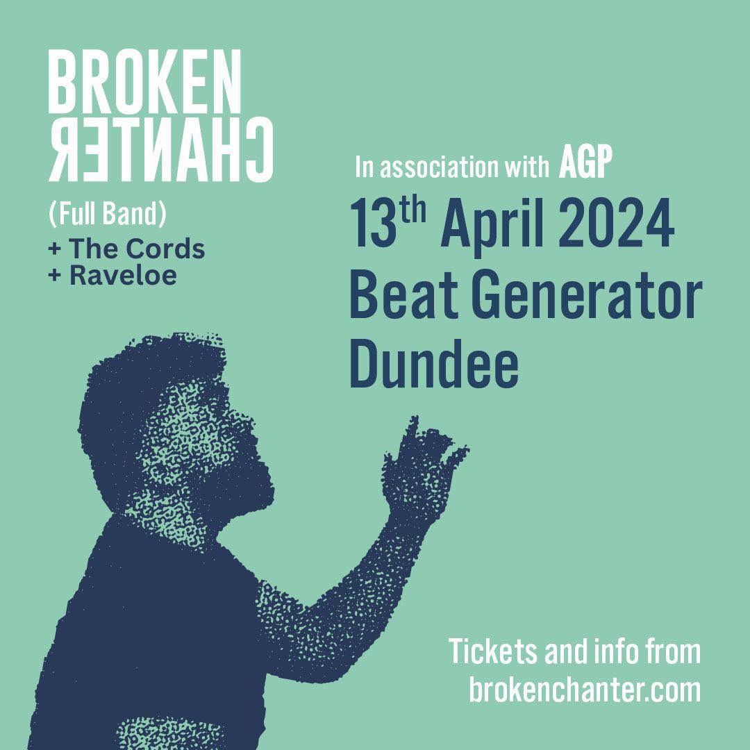 𝗧𝗢𝗡𝗜𝗚𝗛𝗧 | 𝗗𝘂𝗻𝗱𝗲𝗲 @BrokenChanter + The Cords + @Raveloe2 📍 Beat Generator, Dundee 🕰️ doors 7pm / first artist 7.20pm ℹ️ 14+ (u18 accompanied by an adult) 𝗔𝗱𝘃𝗮𝗻𝗰𝗲 🎟️ 𝘂𝗻𝘁𝗶𝗹 𝟲𝗽𝗺 ➡️ skiddle.com/e/37266772 𝗣𝗮𝘆 𝗼𝗻 𝘁𝗵𝗲 𝗱𝗼𝗼𝗿 𝗳𝗿𝗼𝗺 𝟳𝗽𝗺.