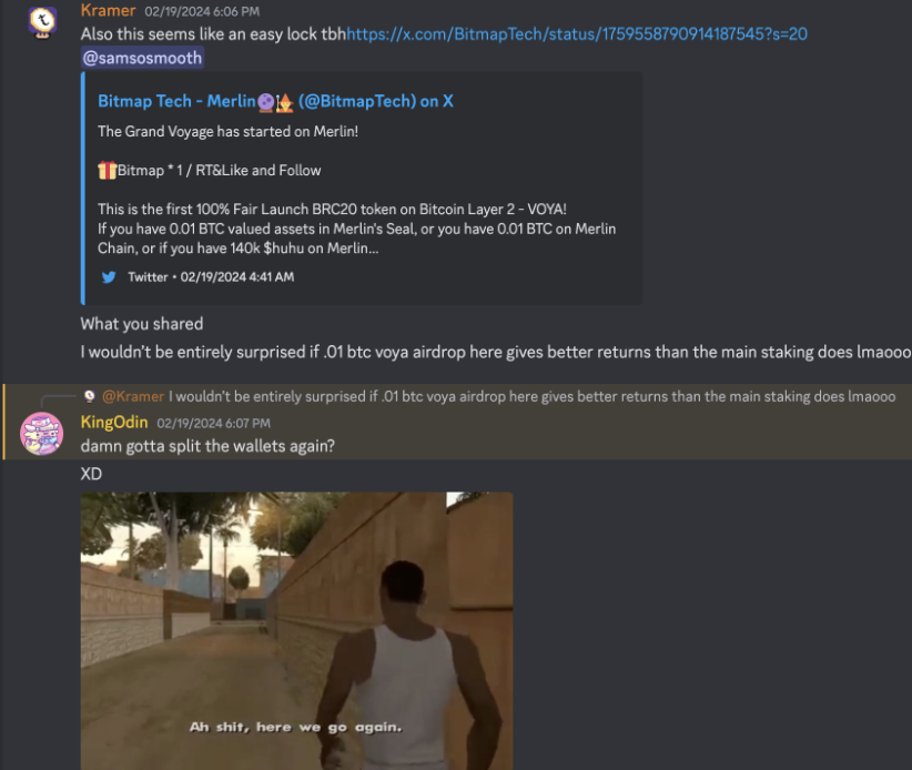 kramerscorner69's tweet photo. Voya: February 29th
1:1 ROI on airdrop (2 weeks)

Our members realized the potential of a fair launch on Merlin Chain after seeing the increasing staking TVL and price performance of HUYA, the first memecoin on Merlin. We discussed parameters and prepared ourselves accordingly. https://t.co/6UI2c4YUw8