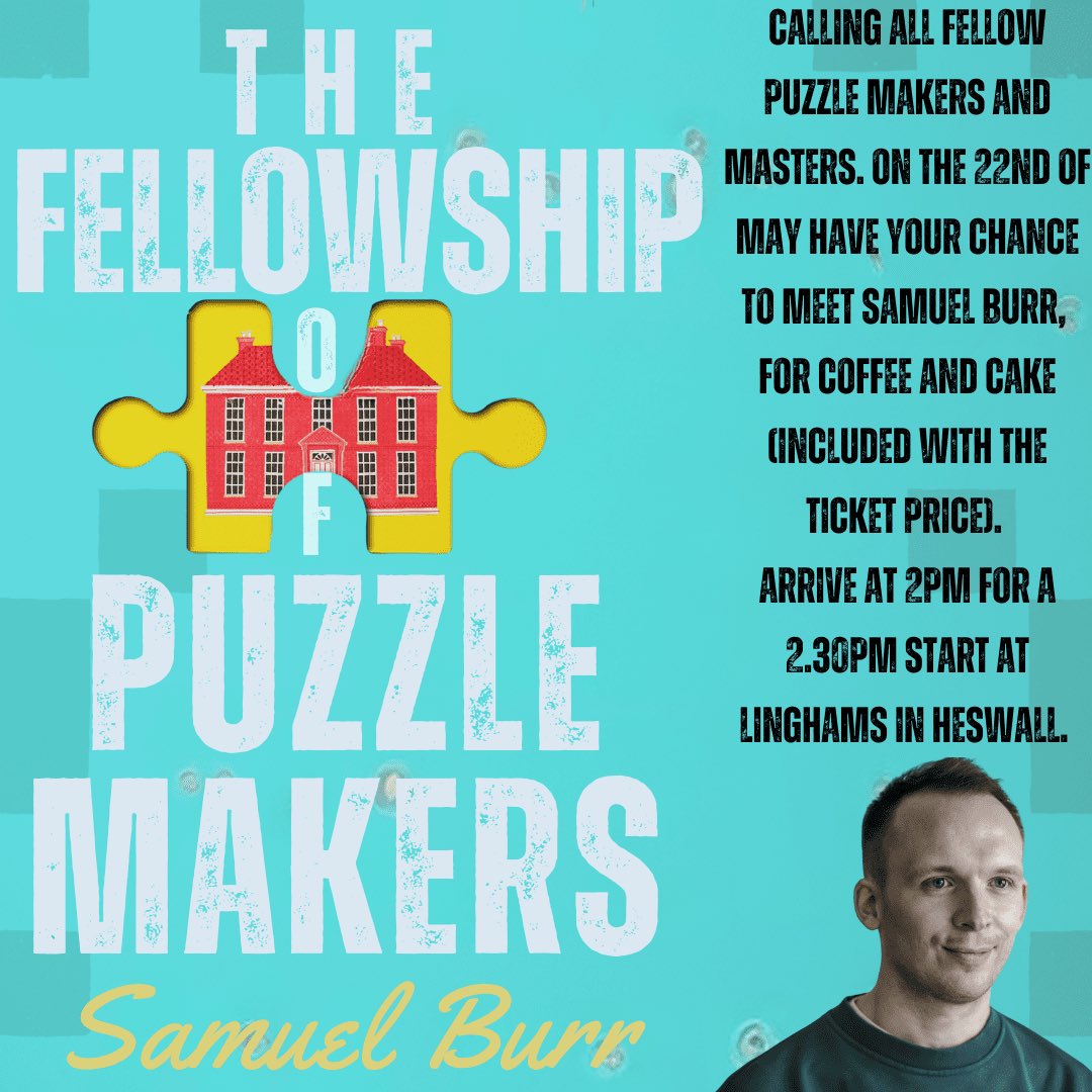 Coffee and cake and puzzles in one of my favourite indie bookshops, @LinghamsBooks, what’s not to love! Come along! 🧩🍰☕️ Link below for tickets 🎫