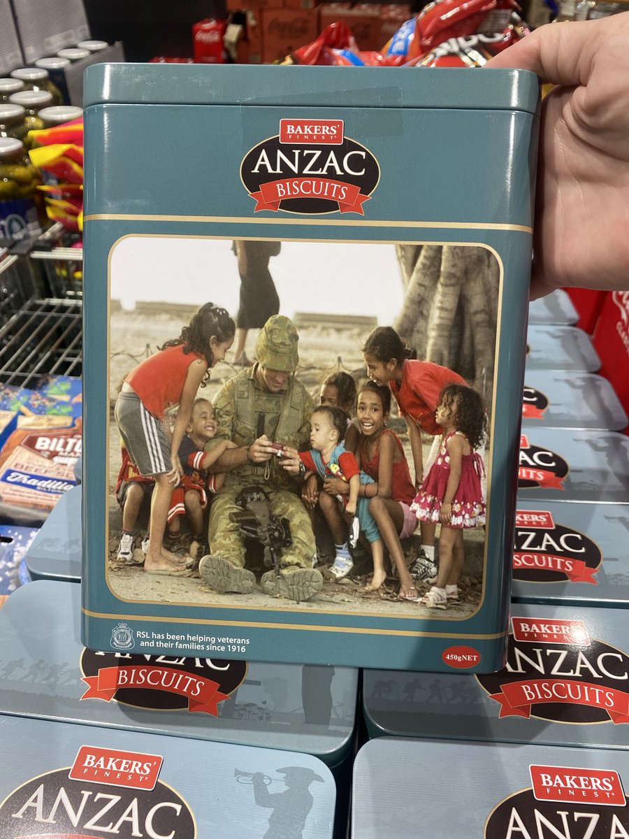 Aldi is German owned yet they are selling ANZAC biscuits in a traditional tin.
