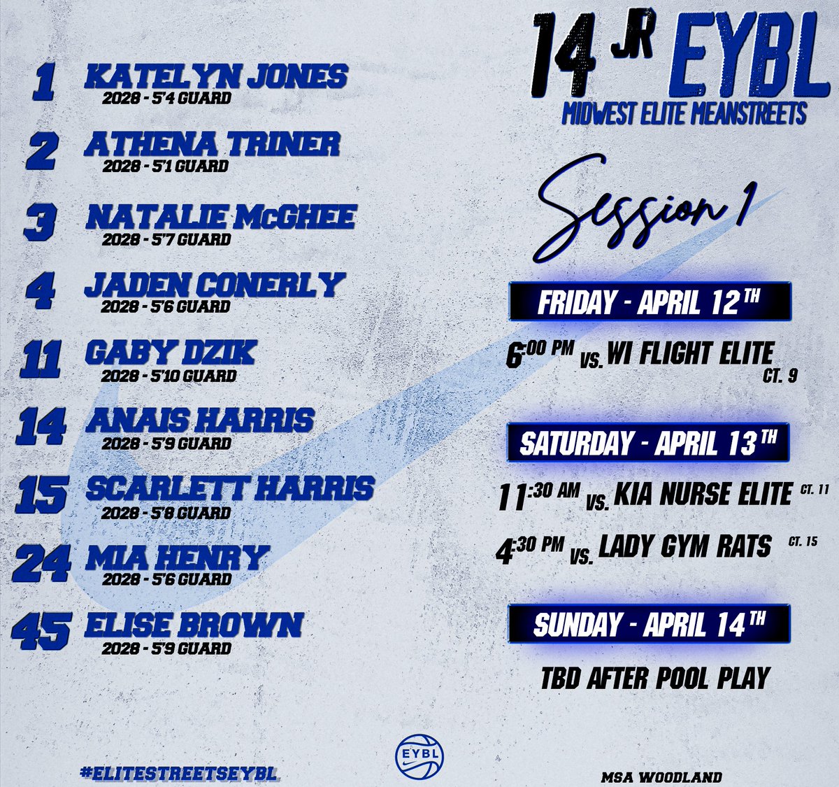 Courtside and ready to roll, our Midwest Streets players are lacing up for a weekend of hoops! Keep your eyes on the court as our teams hustle for every point. 🏆💥 

#MidwestStreetsEYBL #EliteStreetsEYBL #MidwestMeanElite #EliteMeanStreets #StreetsOfMidwestEYBL #EYBLNewEra