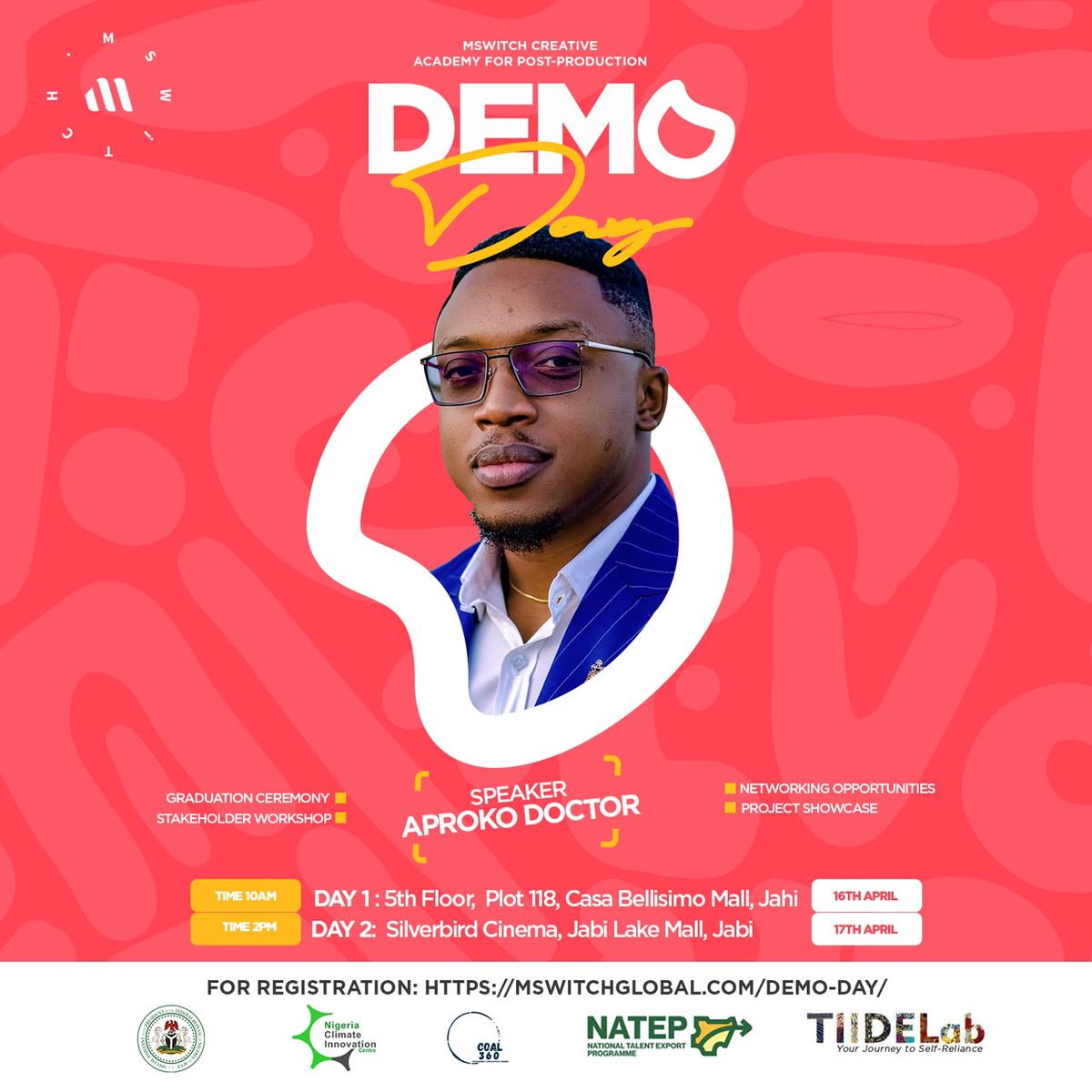 I'll be giving the keynote speech in Abuja for this pivotal event hosted by <a href="/MswitchMedia/">Mswitch</a>. If you're a creative person, you can position yourself for a global audience here. Join from the 16th to the 18th of April.

See you there.