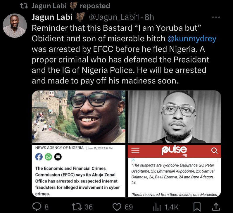 So apparently, Dipo knows about this Defamatory Post his goons FORGED with my pictures...

Una don dey plenty small small 😂😂😂😂.

@akintollgate, i hope you see this…

When people get what they are looking for, don’t plead on their behalf.

Keep FORGING 😂😂😂..