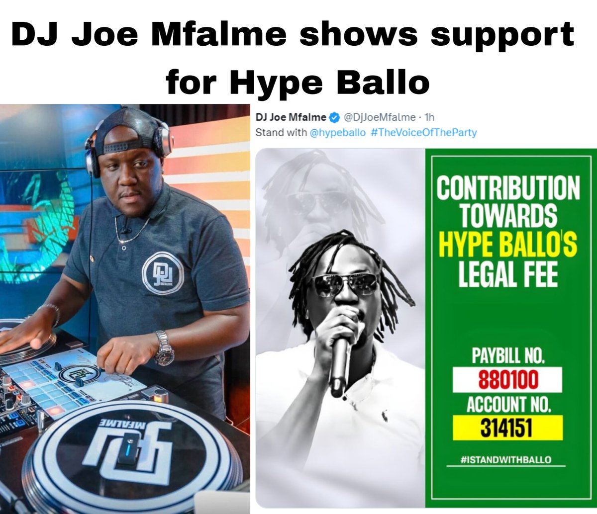 DJ Joe Mfalme shows support for Hype Ballo