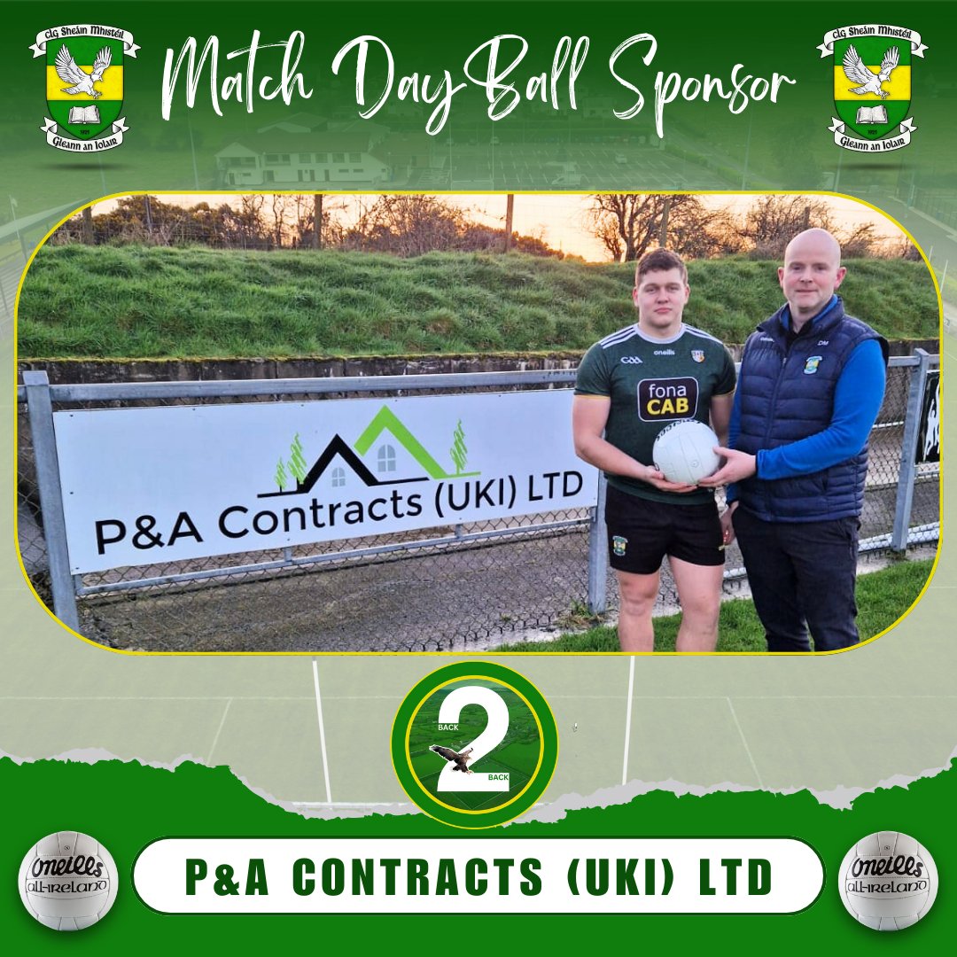 🏐This weekend's home game vs Limavady will see the second Match Ball Sponsor of the season supporting our endeavours. Caolan McNeill from P&A Contracts UKI (and player) presents the game ball to Dan Mullan, club chairman, ahead of Sunday's 1.30pm game.