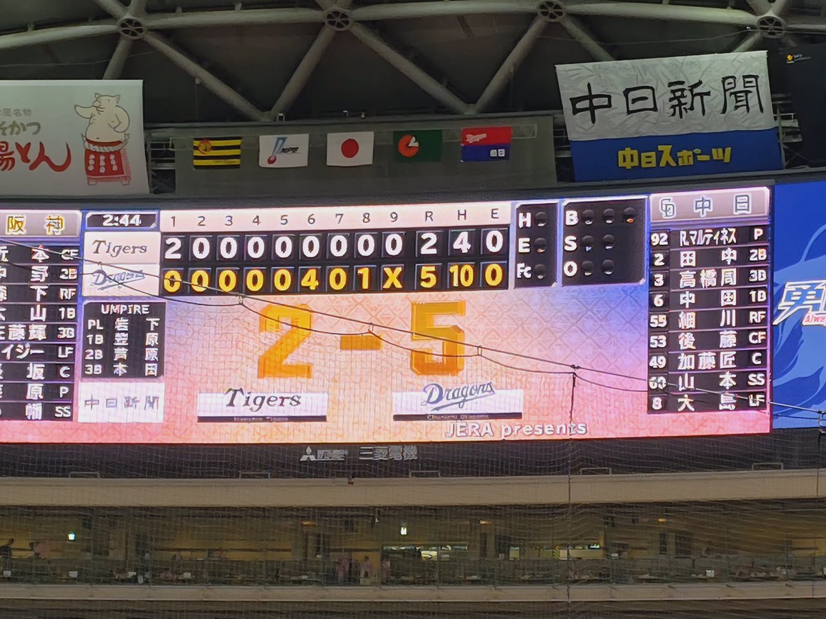 逆転❗どらほー❗❗❗🏟️⚾
ろく6️⃣連勝ーーーーーーー❗❗❗❗❗
 #勇龍突進
 #竜に翼を