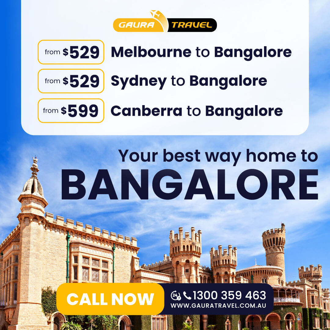 Glorious GDeals to Bangalore flying your way ✈ 

📆Fly home more often, book your flight now! 

📞Call us: 1300 359 463 

✨Book Now: bit.ly/GDealsOffers 

#gauratravel #GDeals #bangalore #affordableflights #australiaindia #indiaaustralia #travelindia #travelaustralia