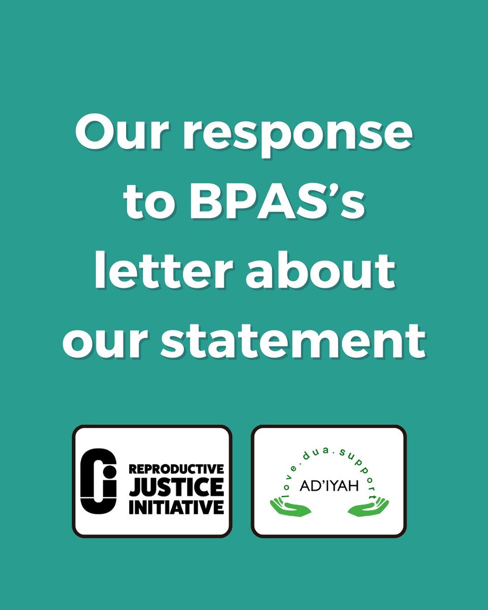 Head to our website🔗 to read our reply to a letter we received from BPAS regarding our joint public statement on the use of an infographic that perpetuates racist & orientalist narratives that undermine the struggles of the peoples in the Global South 🔗reprojusticeinitiative.org/rji-adiyah-bpa…