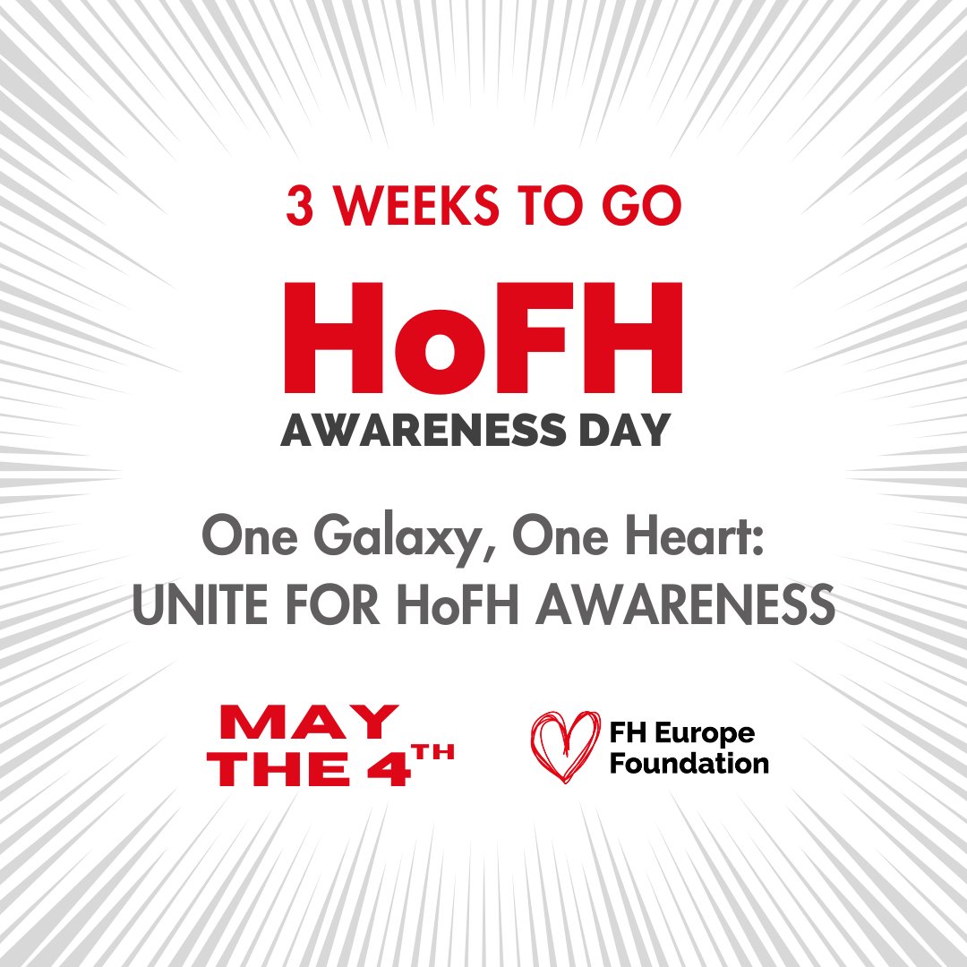 ❤️ Only 3 weeks left until the 1st #HoFHAwarenessDay on May 4th! Let's Unite for HoFH! 🌟 With partners like @worldheartfed , @atherosociety , @EASCongress, @GlobalHeartHub, and @TheFHFoundation, let's #UseHeart and #Unite4HoFH . Empower with #KnowHoFH and #FindHoFH .