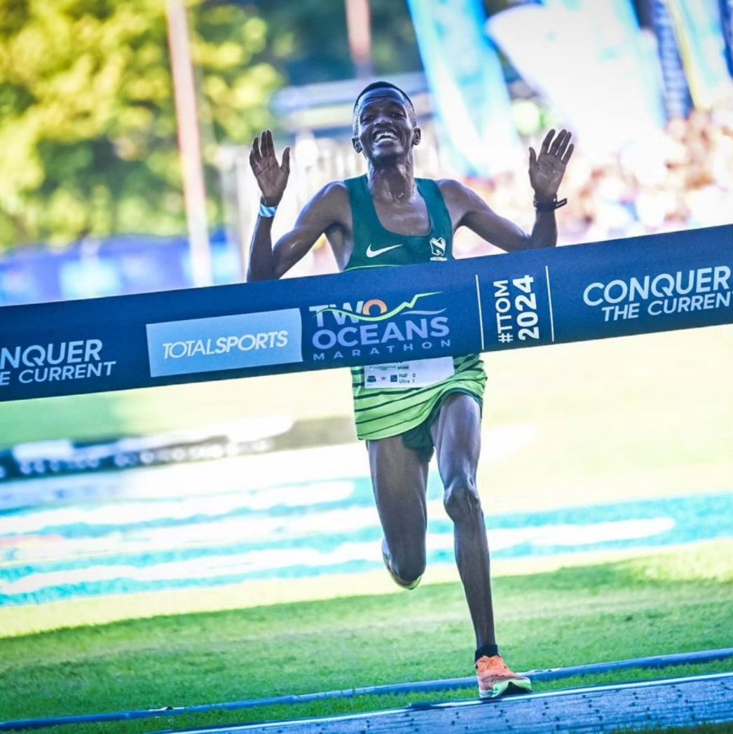 Congratulations to Onalenna Khonkhobe for winning the Totalsports Two Oceans Marathon   and Gerda Steyn (The reigning Comrades Champ) for a fifth consecutive win and record breaking for the third time🥳🥳🥳