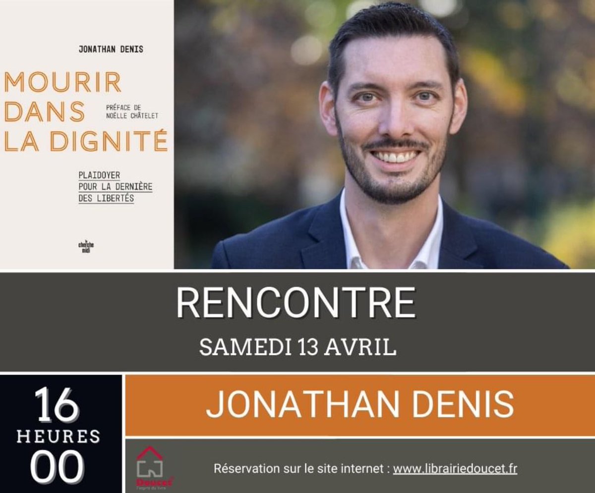 🗓️ Rendez-vous à 16h au Mans à la librairie Doucet pour échanger sur le projet de loi à venir sur la #FindeVie et autour de mon livre « #MourirDanslaDignité : plaidoyer pour la dernière des libertés » librairiedoucet.fr 66 avenue du Général de Gaulle (Le Mans)