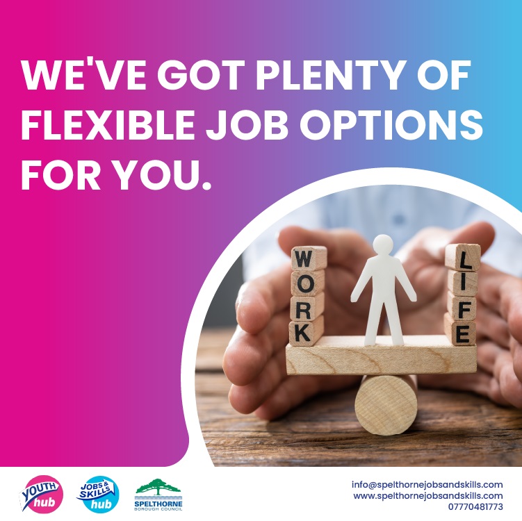 Strike the right work-life balance with Spelthorne Jobs & Skills Hub. We've got plenty of flexible job options for you. #WorkLifeBalance #JobSeekers Visit orlo.uk/EDCYn for more information