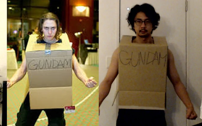 #シン漫画家イベント今回のコスプレは作者自ら自分の漫画の主人公(女)をコスプレたまには男をってことでサンジ箱ガンダムで迷ってるんだけどどれがいいと思う? 