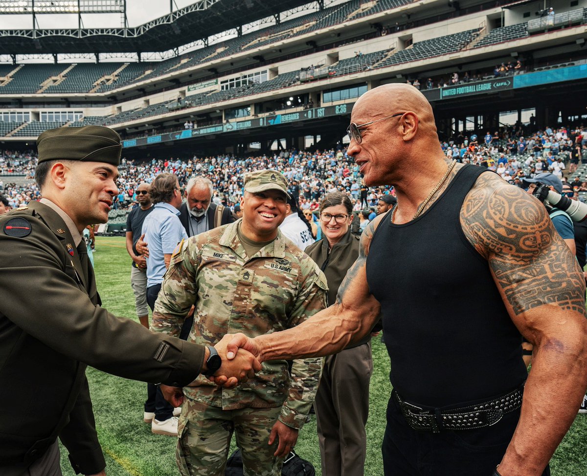 Dwayne Johnson (@therock) on Twitter photo Leadership.
Very cool and honored to announce our <a href="/TheUFL/">United Football League</a> partnership with the <a href="/USArmy/">U.S. Army</a> ๐บ๐ธ
Good to see my friends,
GENERAL Randy George
GENERAL James E. Rainey
COMMAND SERGEANT MAJOR
Brian A. Hester
And the men and women of our U.S. Army & U.S. Military ๐ซฑ๐พโ๐ซฒ๐ผ
THANK YOU for Leadership.
Very cool and honored to announce our <a href="/TheUFL/">United Football League</a> partnership with the <a href="/USArmy/">U.S. Army</a> ๐บ๐ธ
Good to see my friends,
GENERAL Randy George
GENERAL James E. Rainey
COMMAND SERGEANT MAJOR
Brian A. Hester
And the men and women of our U.S. Army & U.S. Military ๐ซฑ๐พโ๐ซฒ๐ผ
THANK YOU for