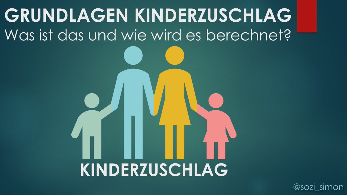 sozi_simon's tweet photo. Grundlagen Kinderzuschlag

#Kinderzuschlag wird Eltern gewährt, die zwar ihren eigenen Bedarf durch Erwerbseinkommen bestreiten können, aber nicht über ausreichend finanzielle Mittel verfügen, um den Bedarf ihrer Kinder zu decken.

1/19 https://t.co/oSYB8a1ZZi
