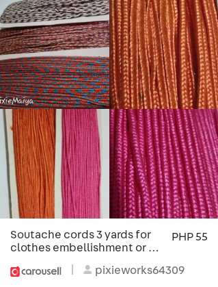 Check out 'Soutache cords 3 yards for clothes embellishment or jewelry making', available at PHP 55 on #Carousell: carousell.app.link/gk37GUt0KIb