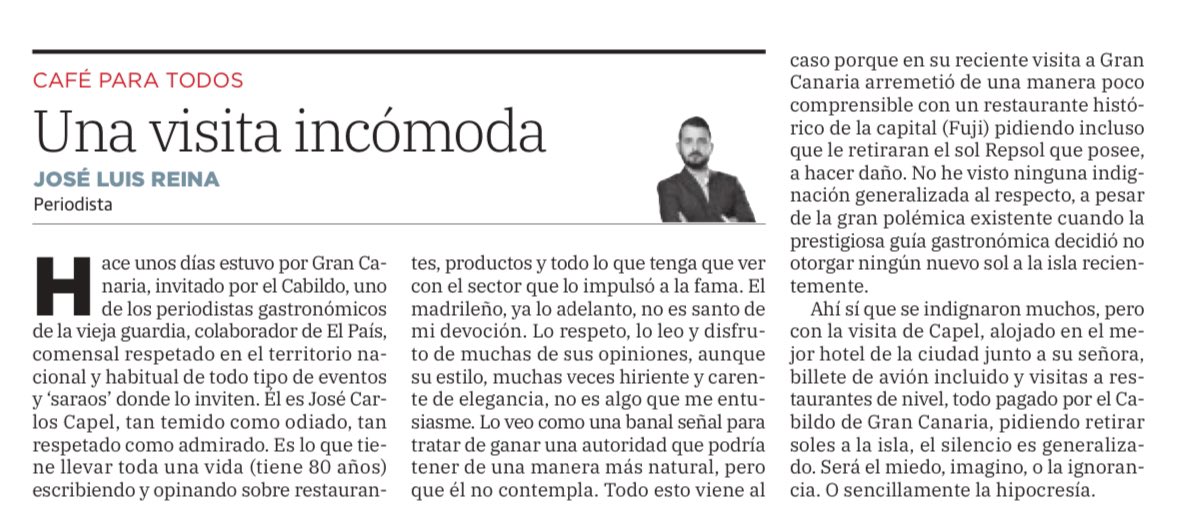 AlfonsoJLT's tweet photo. 🤫 ¿Hay gente por encima del bien y del mal en la #farándula de la crítica #gastronómica?

¿Vale todo para intentar ganar una autoridad moral en el sector que podría obtenerse de una manera más natural y menos dañina?

🖋️ El amigo José Luis Reina lo aborda hoy en su #artículo. https://t.co/A9hyLN9Iph