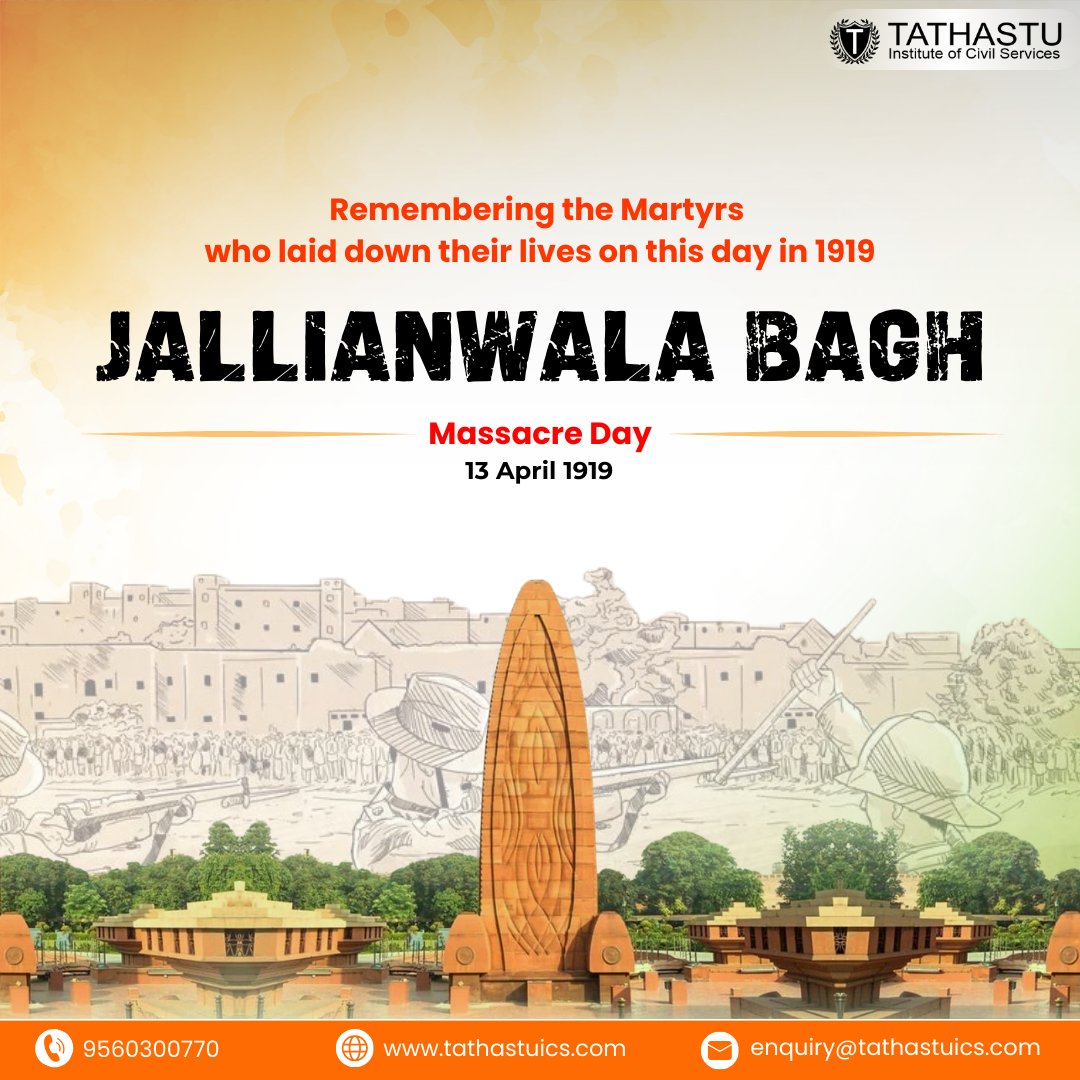Remembering the Martyrs who laid down their lives on this day in 1919
JALLIANWALA BAGH
Massacre Day 13 April 1919

##JallianwalaBaghMassacre #British #EIC #Amritsar #April13 #Nationalists #Tathastuspecialdays #GeneralDyer #Punjab #baisakhi #Massacreday #martyrs #todayhistory
