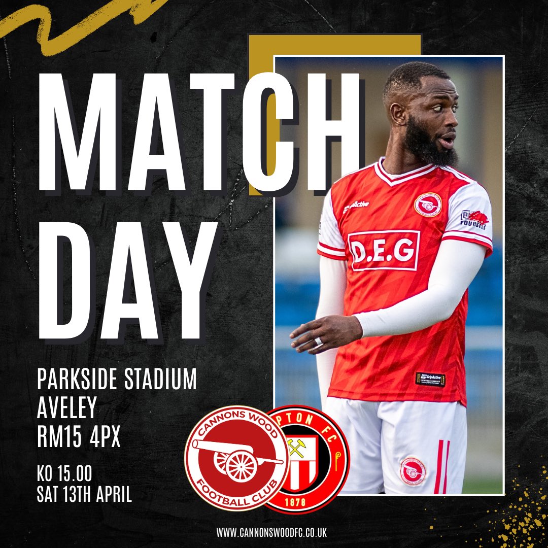 Cannons Wood FC (@cannonswoodfc) on Twitter photo ๐ ๐๐ง๐๐๐๐๐ฌ
It's our final home game as we welcome <a href="/ClaptonFootball/">Clapton FC</a> to Parkside. With only two games left there's no room for any slip ups.
๐: Sat 13th March
โฐ: 15.00
๐: <a href="/ClaptonFootball/">Clapton FC</a>
๐: <a href="/ThurlowNunnL/">TNL</a>
๐๏ธ: <a href="/AveleyFC/">Aveley Football Club</a>
๐: RM15 4PX
๐ท: Adults ยฃ6, Con ยฃ3, U16 FREE ๐ ๐๐ง๐๐๐๐๐ฌ
It's our final home game as we welcome <a href="/ClaptonFootball/">Clapton FC</a> to Parkside. With only two games left there's no room for any slip ups.
๐: Sat 13th March
โฐ: 15.00
๐: <a href="/ClaptonFootball/">Clapton FC</a>
๐: <a href="/ThurlowNunnL/">TNL</a>
๐๏ธ: <a href="/AveleyFC/">Aveley Football Club</a>
๐: RM15 4PX
๐ท: Adults ยฃ6, Con ยฃ3, U16 FREE