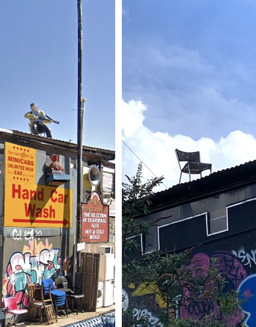 Elvis has left the building. Well, the roof of Steptoes & Sons, Southampton Way. Suspicious minds feared the life-size statue was pinched, but in fact the King was dethroned by high winds. Despite being all shook up, Elvis is in good condition & will be back in place soon.