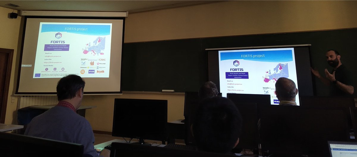 @FORTISProjecteu was introduced to the master's degree students in #Automation and #Robotics at the @La_UPM The attendees showed great interest in the #FORTIS #HumaRobotInteraction and pilots' results. @CARobotica_ #robotcentric #AI #Data #SSH