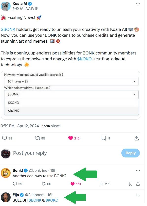 $BONK and $KOKO are not just random memecoins! They are the next generation #memes with AI utility! Prominent people like <a href="/elonmusk/">Elon Musk</a> or <a href="/cz_binance/">CZ 🔶 BNB</a> love memes and so do normal people. Memes rule the world!Imo #Memes+#AI will be huge in 2024! $SOL $BTC $ETH $DOGE $SHIB #GROK $LTC