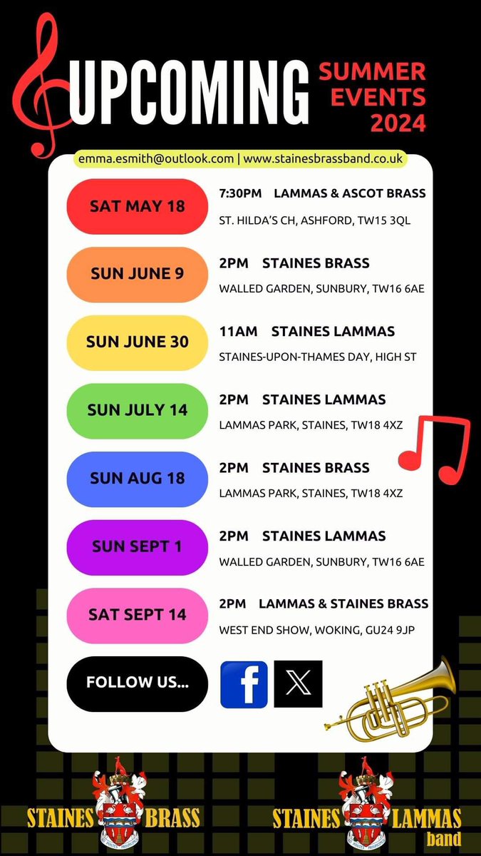 Our summer engagements all confirmed…get the dates in the diary! 🎺🎵