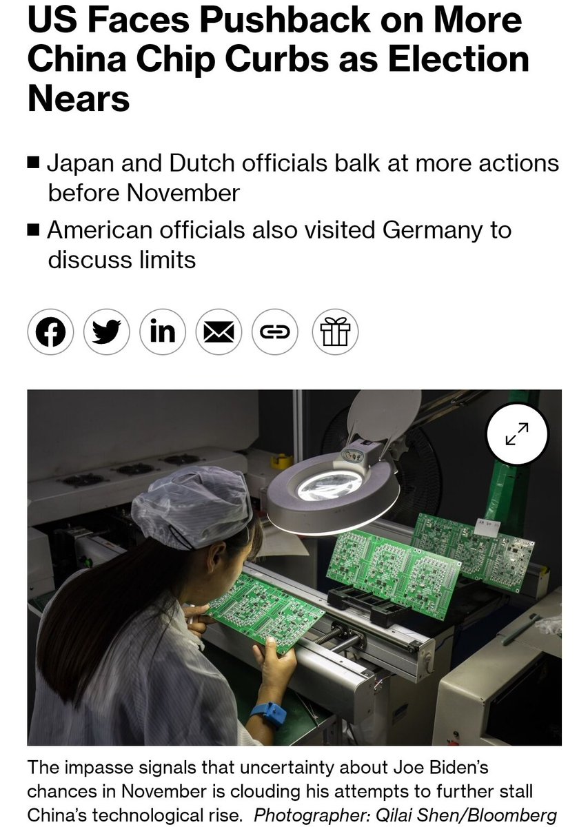 I suspect this is due to the fact that Japan and the Netherlands are now aware that once they lose the Chinese market they won't get it back.. US sanctions are not beneficial, as I posted recently Korea are seeing a drop of their exports to China... In my opinion it's their own…