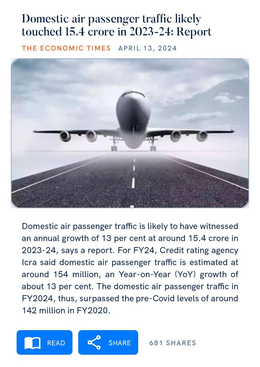 Domestic air passenger traffic likely touched 15.4 crore in 2023-24: Report economictimes.indiatimes.com/industry/trans… via NaMo App