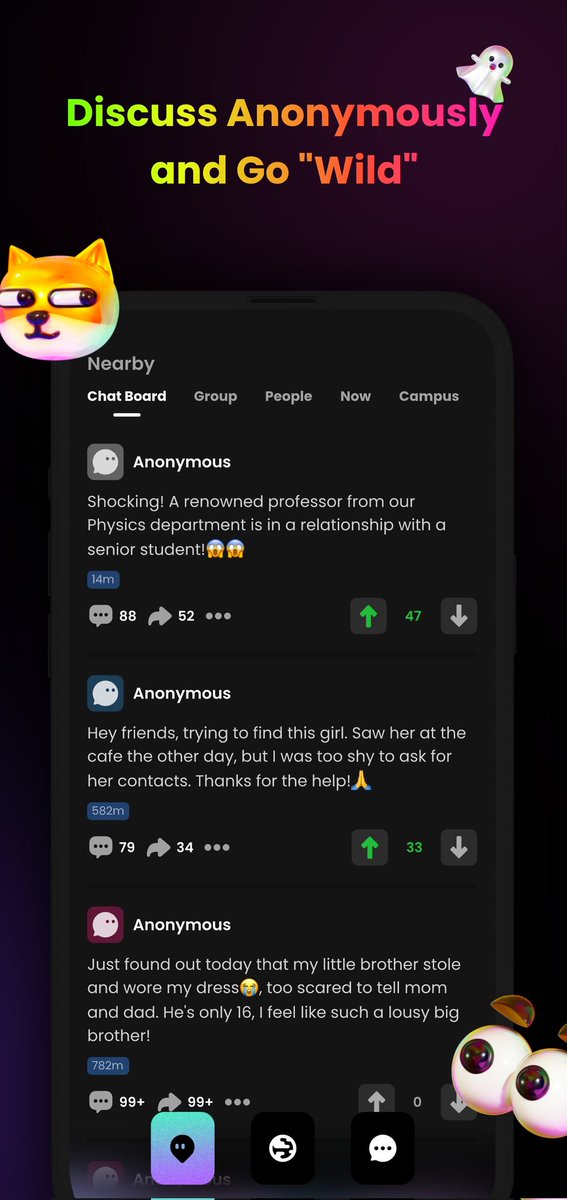 jagatapp_id's tweet image. Fitur "Chat Board"‼️

Kalian bisa share apapun di chat board dan diskusi dgn banyak orang di chat board tanpa perlu khawatir identitasmu ketauan lhoo, jadi anonymous gituuu🫣

Yuk cobain sekaraaang🤩