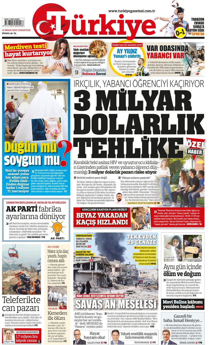 🗞️Bugünün #TürkiyeGazetesi 3 MİLYAR DOLARLIK TEHLİKE Karabük’teki asılsız HIV ve uyuşturucu iddiaları üzerinden patlak veren yabancı öğrenci düşmanlığı, 3 milyar dolarlık pazarı riske atıyor. turkiyegazetesi.com.tr/egitim/3-milya…