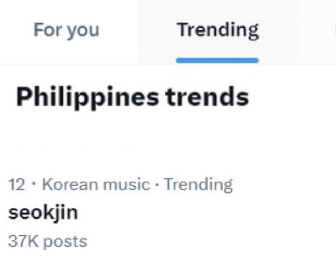 seokjin trends at #12 in PH shortly after releasing his monthly message for April 💌 🇵🇭 OUR FLOWER SEOKJIN D-60 UNTIL JIN RETURNS #60DaysToMeetJin #석진이_만나기_60일전
