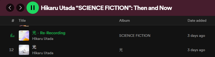 The instrumental change in 光 was a nice surprise! The vocals fit really well and I'm glad I can enjoy both variations of the song. 🎧💜
#HikaruUtada_ThenandNow