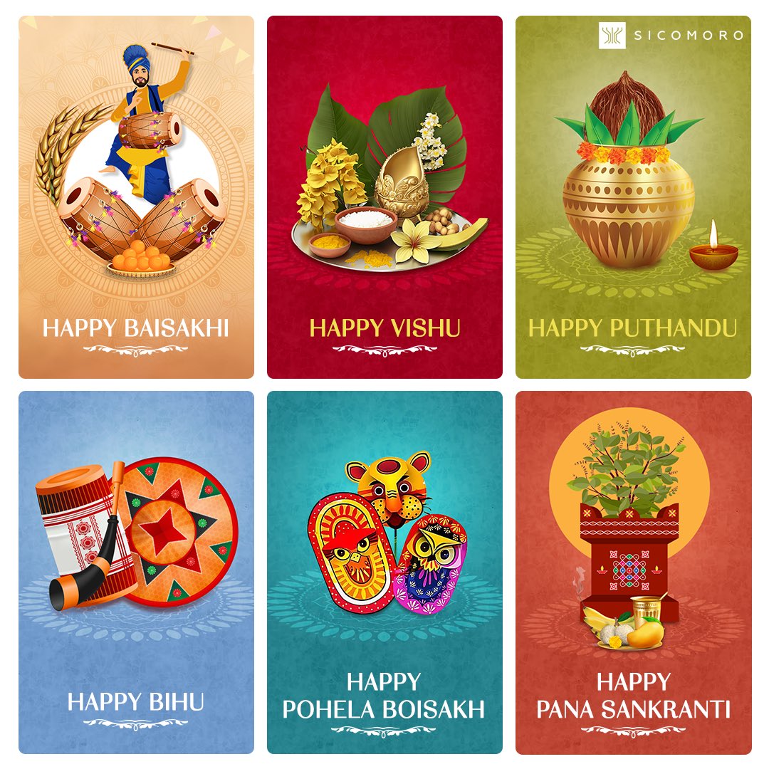 Wishing everyone a prosperous #Baisakhi, #Vishu, #Puthandu, #Bihu, #PohelaBoisakh and #PanaSankranti from Team Sicomoro! 

May this new year bring abundance and joy and prosperity to all. #Sicomoro #NewYear #Festivities