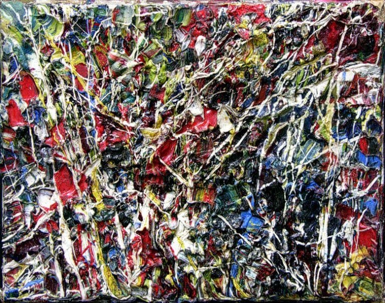 Quebecois abstract expressionist painter Jean‑Paul-Riopelle, whose 'mosaic' works of the 1950s  abandoned the paintbrush completely, using only a palette knife to apply paint to canvas.

Untitled, 1950
(Oil on canvas)
#abstractexpressionism