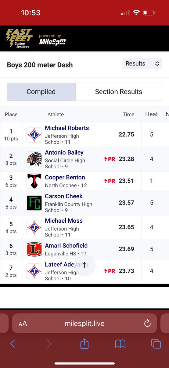 Had a great post spring break meet🚨. Massive PR in triple jump🚨‼️47ft 3.5in which puts me in the Ga Top 10. Results below ⬇️