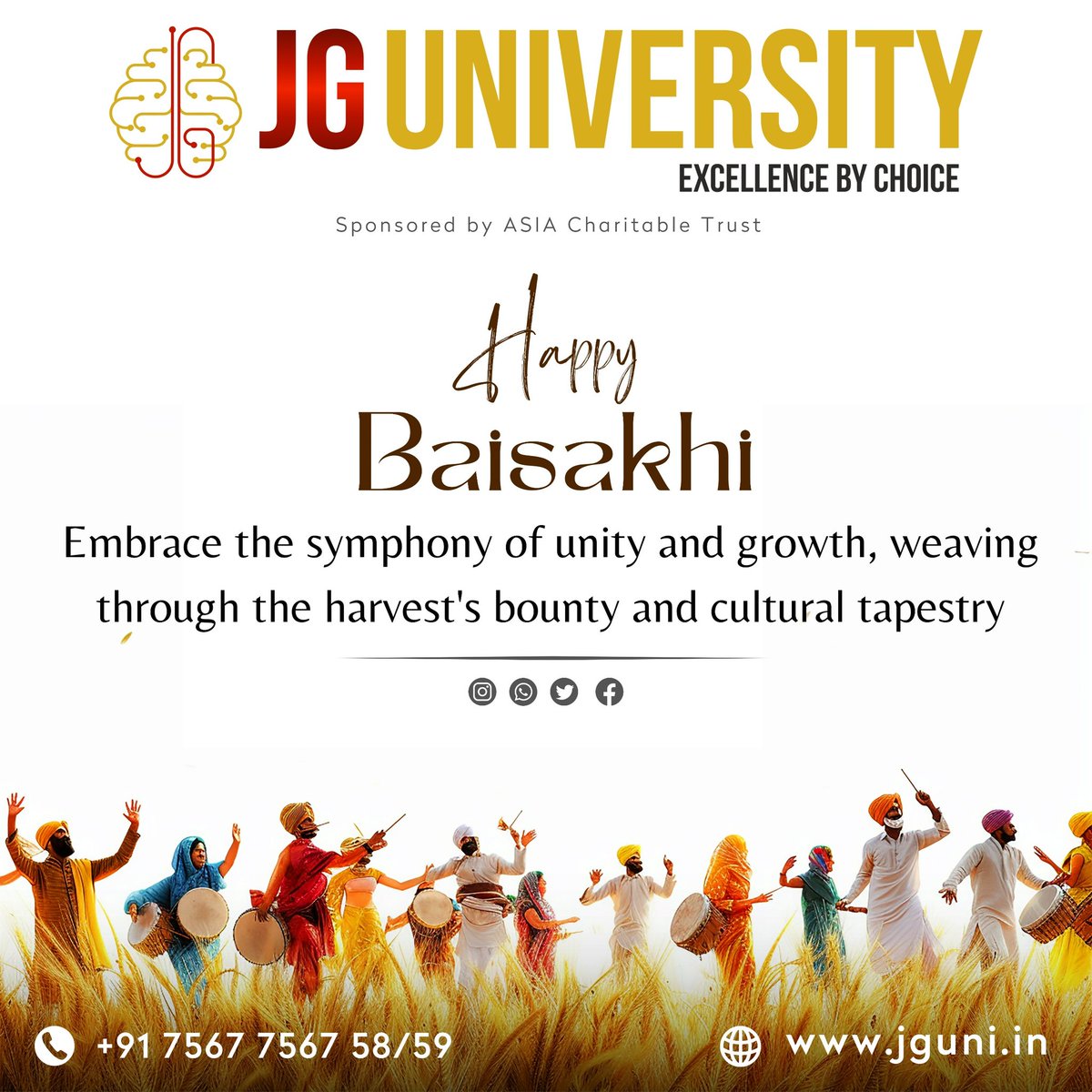 _JGUniversity's tweet photo. Embracing the Vibrant Colors of Baisakhi: Cultivating Knowledge, Unity, and Growth!
#baisakhi #harvest #festival #indian #indianfestival #knowledge #education #university #JGuniversity #community https://t.co/DT76mGg8M5