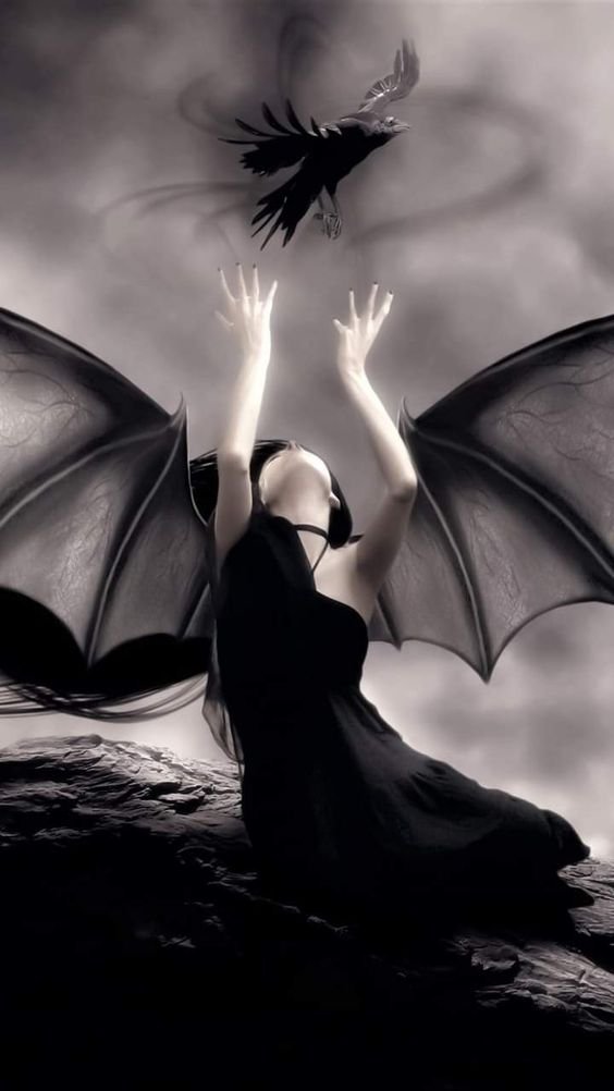 At the midmost night Each midmost night Upon Death's palm The bird will rest a while And gently Death will speak Softly Death will hum and whisper: 'Fly again my bird, fly again over the world' 🖤#𝓡𝓪𝓿𝓮𝓷𝓬𝓱𝓲𝓵𝓭