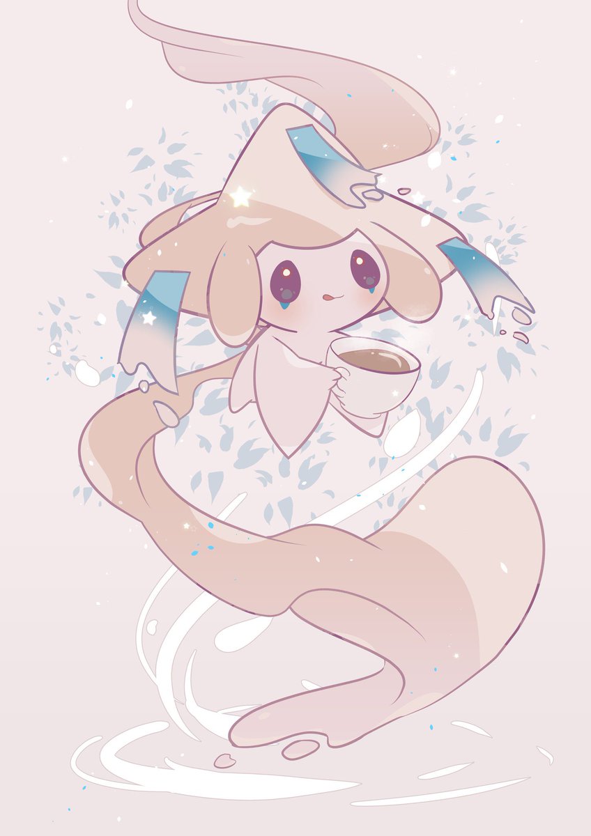 jirachi solo looking at viewer smile holding closed mouth full body tongue  illustration images