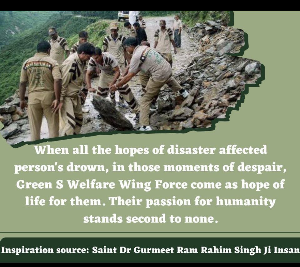 #DisasterManagement
Saint Dr MSG Insan always came forward with shah satnaam green s welfare force to save lives in any natural disaster.