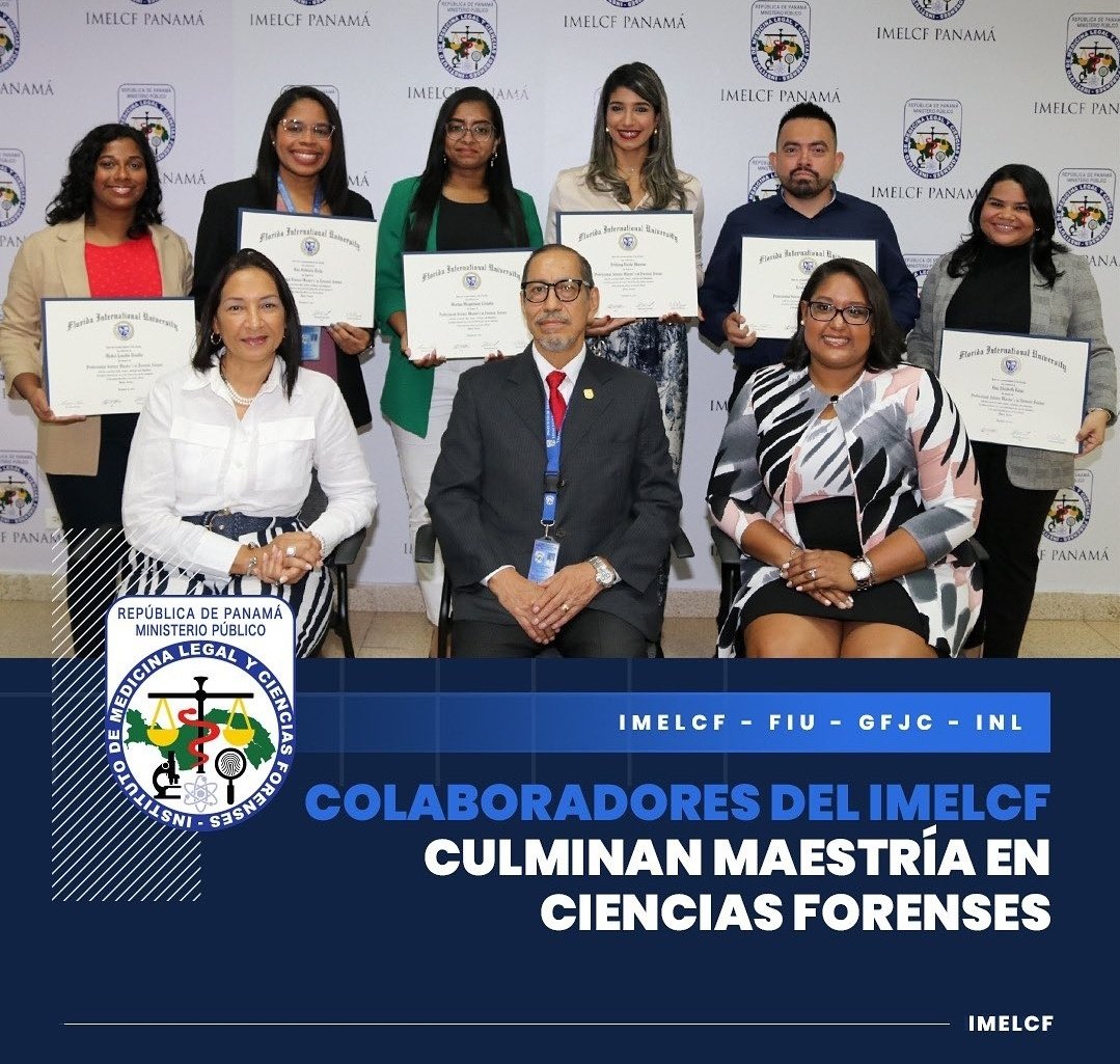 Aicef1's tweet photo. Congratulaciones al @IMELCFPANAMA por la  Maestría, con el  programa del
Centro Global de Justicia Forense
#GFJC de la
Universidad Internacional de Florida
#FIU
financiada por La Sección
Antinarcóticos y Aplicación de La Ley
#INL del
Departamento de Estado de los
Estados Unidos. https://t.co/prKDy7YdE6