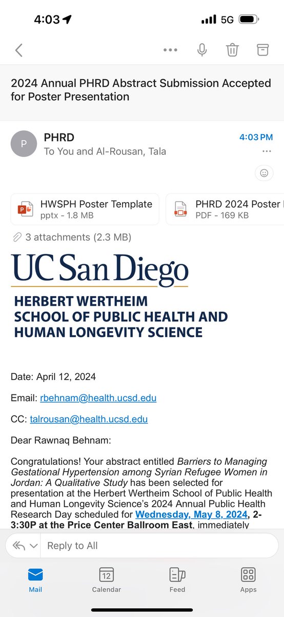 Excited to present our work at the @UCSanDiegoSPH Public Health Research Day Symposium. Shoutout to our amazing mentor @Talarousansh and the whole project team from @dhrescenter. Stay tuned! #refugeehealth #maternalhealth #hypertension #PublicHealth