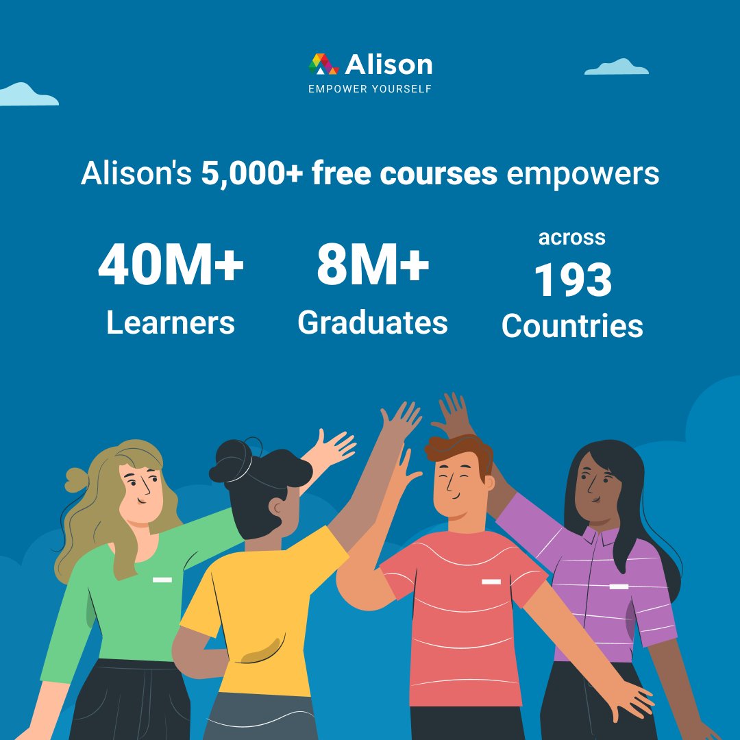 Over 40 million learners across 193 countries have already embarked on their journey to empowerment. Will you be next? Join the Alison community and empower your future - ow.ly/OK9X50RcQFY. 

 #FreeEducation #LifelongLearner #FreeOnlineCourses #Alison #EmpowerYourself