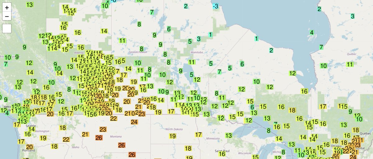 It was a warm April day in #Canada 🇨🇦, (almost) coast to coast.
🌡️20.8°C Lytton, BC
🌡️20.4°C Etzikom & Onefour, AB
🌡️23.0°C Coronach, SK
🌡️20.1°C Brockville, ON
🌡️23.3°C Saint-Germain-de-Grantham, QC
#BCwx #ABstorm #SKstorm #ONstorm #QCstorm